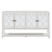 Streamdale Furniture Elegant Retro Console Cabinet with Mirrored Doors and Warm Wood Accents