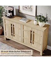 Tribesigns Sideboard Buffet Cabinet with Storage, 55" Farmhouse Sideboard Cabinet with 4 Doors and Adjustable Shelves, Wood Coffee Bar Cabinet Console