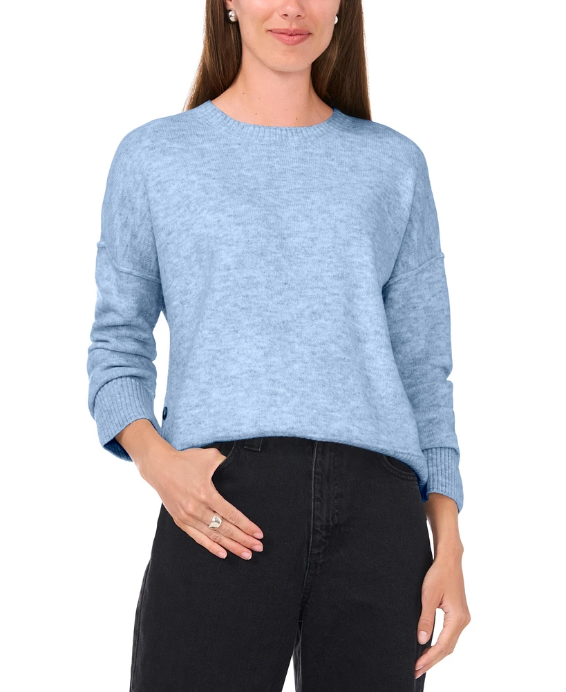 Vince Camuto Women's Crewneck Drop-Shoulder Button-Trim Sweater