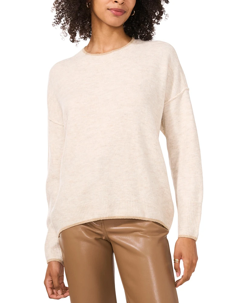 Vince Camuto Women's Metallic-Trim Crewneck Sweater