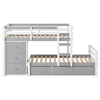 Streamdale Furniture Twin over Twin Loft Bunk Bed with Drawers and Ladder, Gray