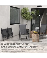 Folding Sling Patio Chairs with Armrests for Outdoor Relaxation