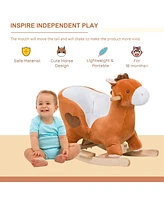 Streamdale Furniture Plush Animal Rocking Horse: Wooden Rocker with Songs