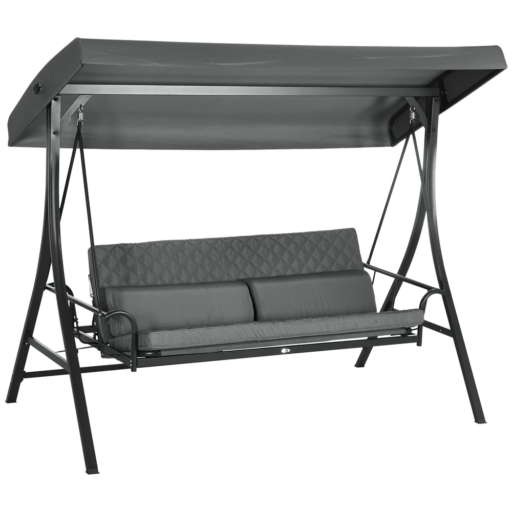 Streamdale Furniture 3-Person Swing Bed with Canopy and Cushions