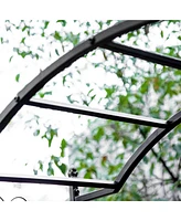85" Metal Arch Trellis with Gate for Gardens