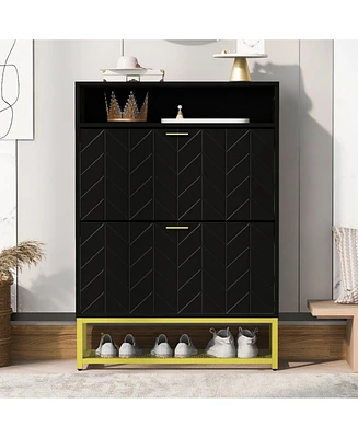 Streamdale Furniture Freestanding Shoe Cabinet with Flip Drawers