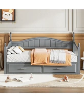 Simplie Fun Twin Daybed with Trundle, Storage & Extension, Grey (Arrives 9.12)