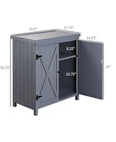 Streamdale Furniture Outdoor Storage Cabinet with Galvanized Top and Shelves