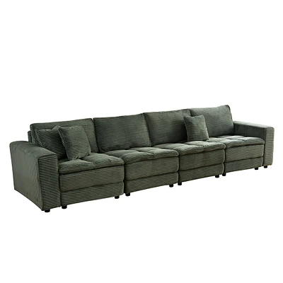 Simplie Fun Oversized Sectional Sofa with Convertible Sleeper & Detachable Cushions