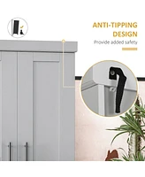 Modern Pantry Cabinet with Doors, Drawer, Adjustable Shelves, Grey