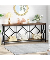 Tribesigns 71 Inch Extra Long Sofa Table, Narrow Console Tables Behind Couch Table with Open Storage Shelf