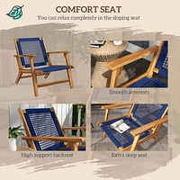 Acacia Wood Adirondack Chair with Pp Rope Weave