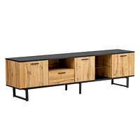80" Modern Tv Console with Cabinets and Shelves