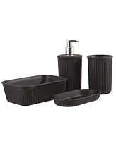 Superio Decorative Plastic Bathroom Accessories Set, Taupe (Set of 4)