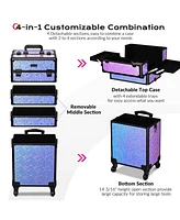 Byootique 4in1 Rolling Makeup Train Case Cosmetic Organizer Wheel Mermaid