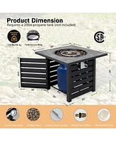 Sugift Square Propane Fire Pit Table with Lava Rocks and Rain Cover