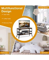 Sugift 3-tier Console Table Tv Stand with Mesh Storage Shelf-Rustic Brown
