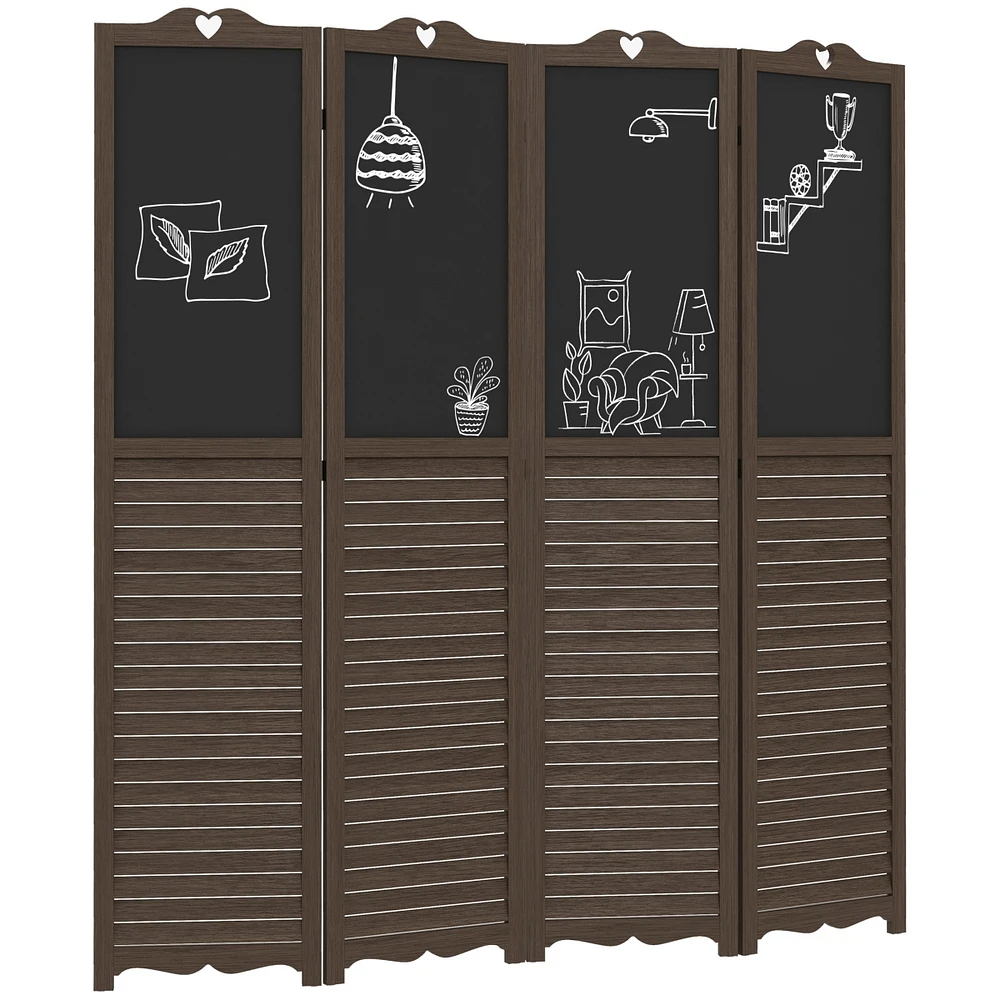 Simplie Fun Folding Room Divider with Blackboard, 5.5 Ft Privacy Screen