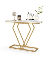 Sugift Console Table Modern Entryway Table with Durable Black Metal Frame
