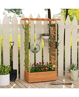 Sugift Raised Garden Bed with Arch Trellis-Orange