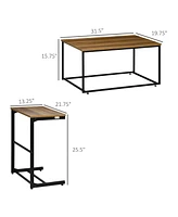 Streamdale Furniture Industrial Nesting Coffee Table Set with Adjustable Height