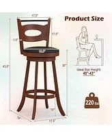 Skonyon 2 Pieces 29 inch Swivel Bar Stools with Curved Backrest and Seat Cushions