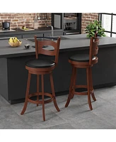 Skonyon 2 Pieces 29 inch Swivel Bar Stools with Curved Backrest and Seat Cushions