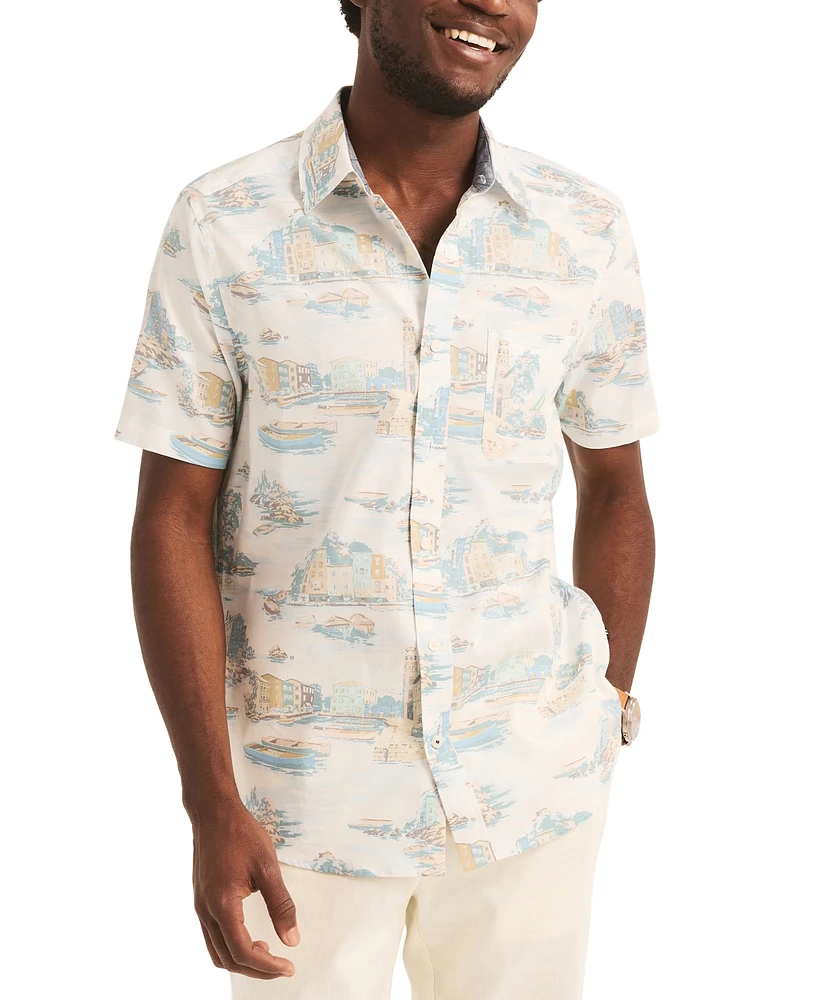 Nautica Men's Classic-Fit Stretch Island-Print Button-Down Shirt