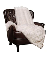 Chanasya Premium Solid Faux Long Fur Throw Blanket - Soft, Fuzzy Throw Blanket - For Bed or Couch - 108" x 86" (King Size) - White