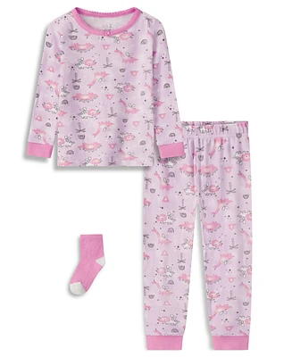 Max & Olivia Baby and Toddler Girl Snug Fit 3-Piece Pajama Set