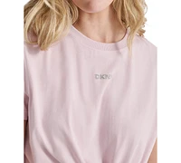 Dkny Sport Women's Cotton Stud Logo Knot-Front T-Shirt