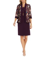 R & M Richards Petite 2-Pc. Printed Jacket Necklace Dress Set