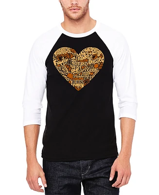 La Pop Art Men's Thanksgiving Heart Raglan Baseball Word T-Shirt