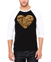 La Pop Art Men's Thanksgiving Heart Raglan Baseball Word T-Shirt