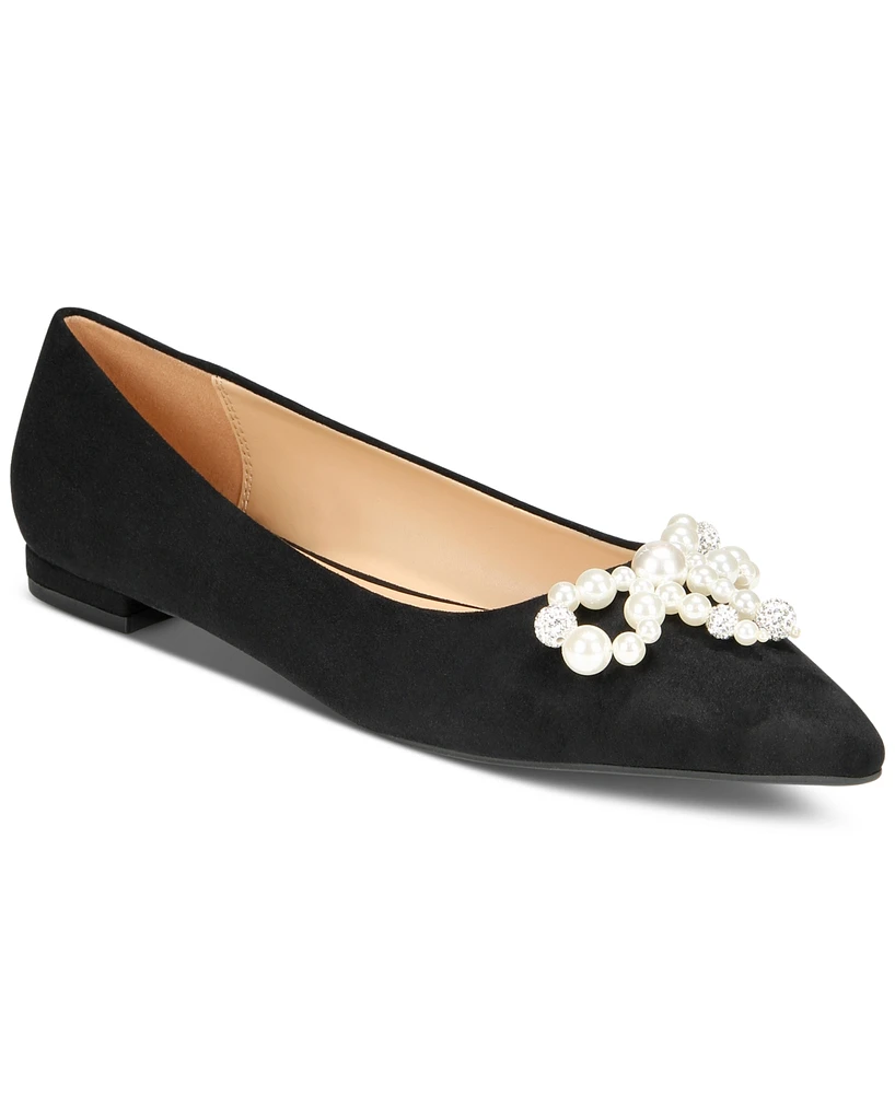 On 34th Women's Millee Embellished Bow Pointed-Toe Flats, Created for Macy's