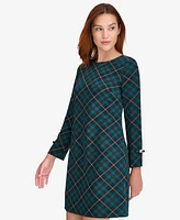 Tommy Hilfiger Women's Plaid Long-Sleeve Bow-Cuff Dress