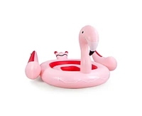 Sugift 6 People Inflatable Flamingo Floating Island with 6 Cup Holders for Pool and River