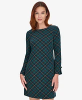 Tommy Hilfiger Petite Plaid Long-Sleeve Bow-Cuff Dress