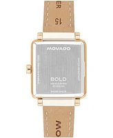 Movado Women's Bold Evolution 2.0 Swiss Quartz White Leather Watch 26mm