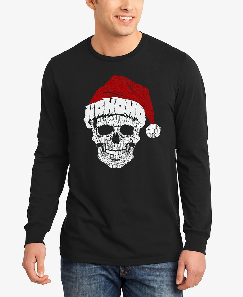 La Pop Art Men's Santa Skull Word Long Sleeve T-Shirt