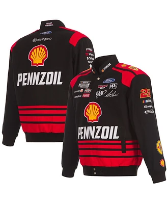 Jh Design Men's Joey Logano Shell Pennzoil Twill Driver Uniform Full-Snap Jacket