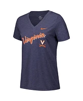 Nike Women's Navy Virginia Cavaliers Script Over Logo Tri-Blend V-Neck T-Shirt