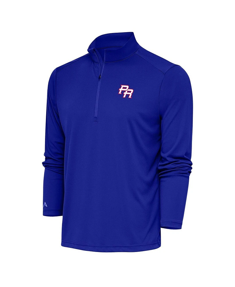 Antigua Men's Royal Puerto Rico Baseball 2023 World Classic Tribute Quarter-Zip Pullover Top