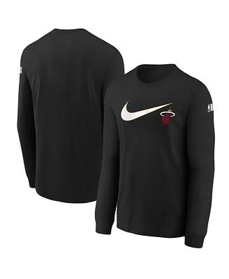 Nike Big Boys and Girls Black Miami Heat Swoosh Long Sleeve T-Shirt