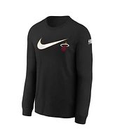 Nike Big Boys and Girls Black Miami Heat Swoosh Long Sleeve T-Shirt