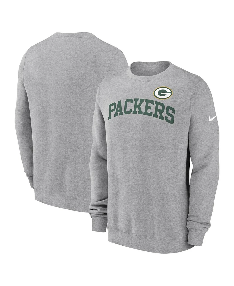 Nike Men's Heather Gray Green Bay Packers Club Pullover Sweatshirt