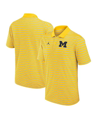 Jordan Men's Maize/White Michigan Wolverines Primetime Victory Striped Performance Polo