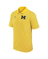 Jordan Men's Maize/White Michigan Wolverines Primetime Victory Striped Performance Polo