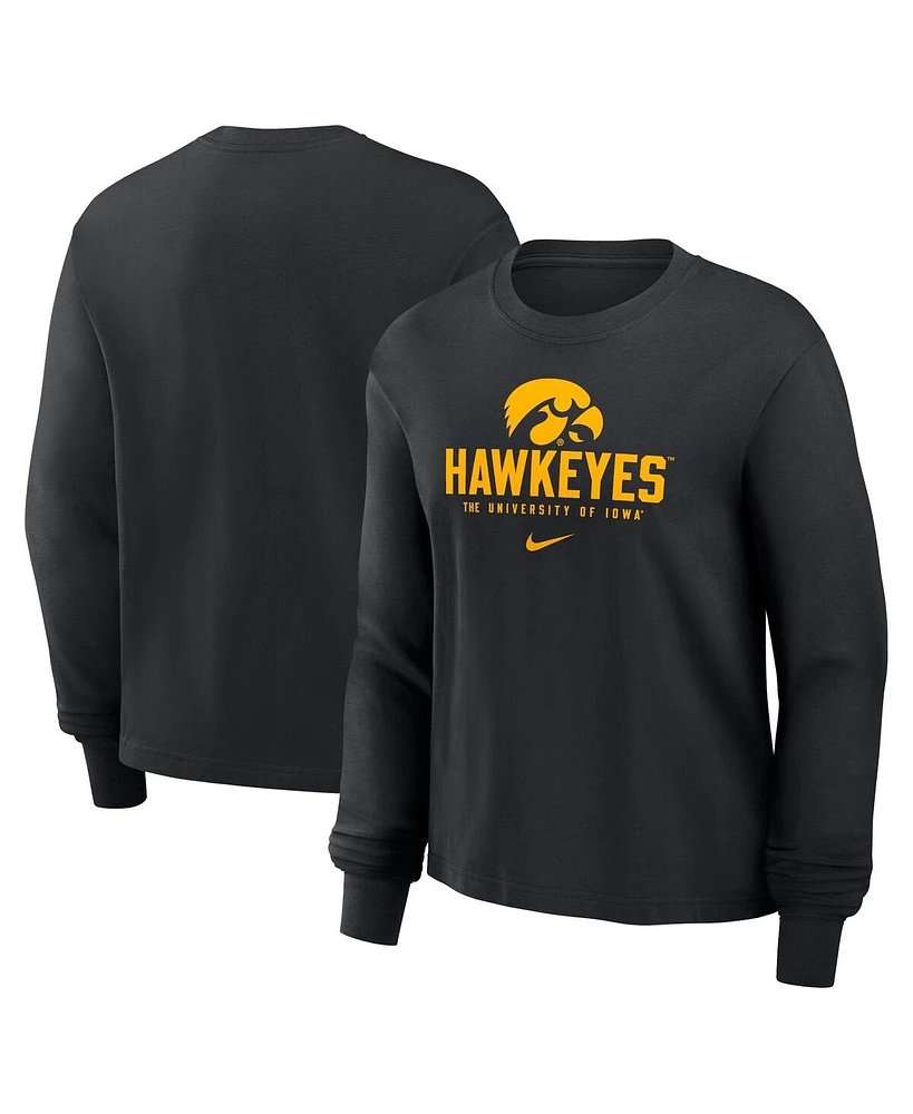 Nike Women's Black Iowa Hawkeyes Primetime University Boxy Long Sleeve T-Shirt