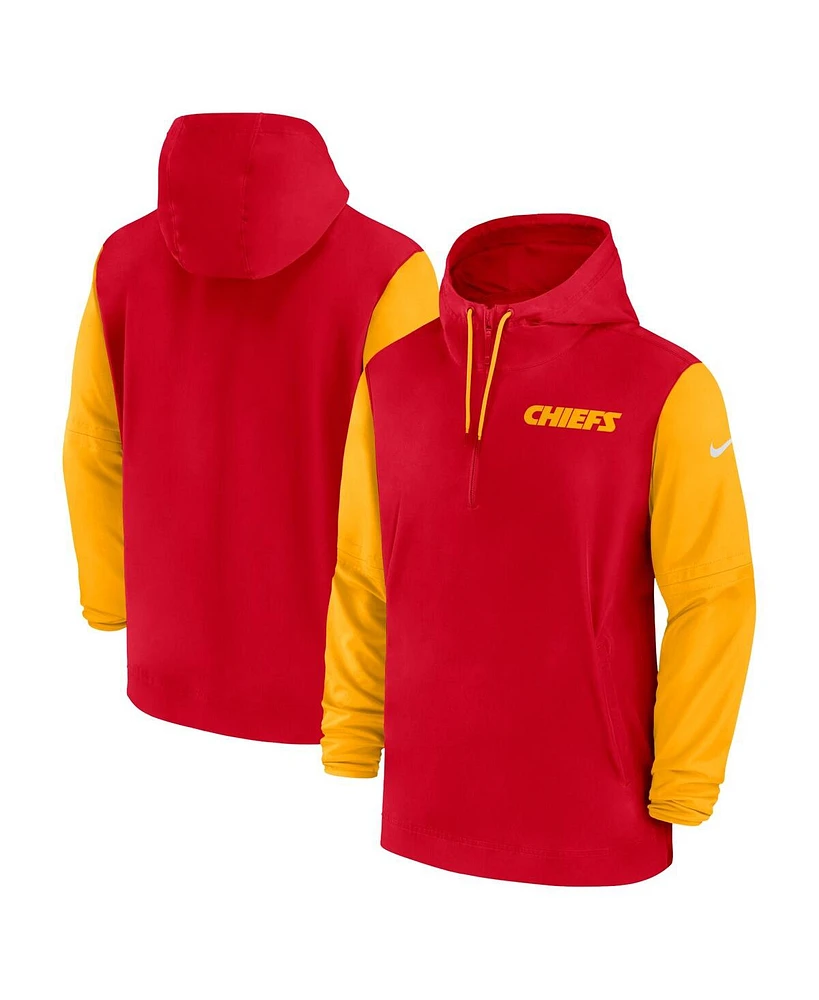 Nike Men's Red/Gold Kansas City Chiefs 2024/25 Sideline Pre-Game Player 1/2-Zip Hoodie Jacket